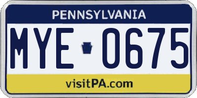 PA license plate MYE0675