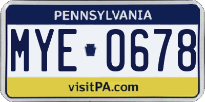 PA license plate MYE0678
