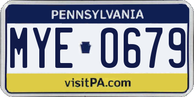 PA license plate MYE0679