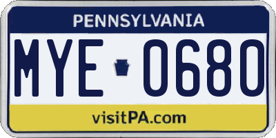 PA license plate MYE0680
