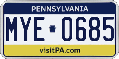 PA license plate MYE0685