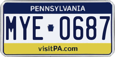 PA license plate MYE0687
