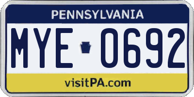 PA license plate MYE0692