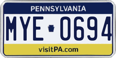 PA license plate MYE0694