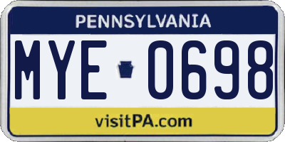 PA license plate MYE0698