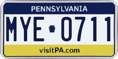 PA license plate MYE0711