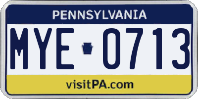 PA license plate MYE0713