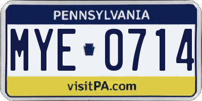 PA license plate MYE0714