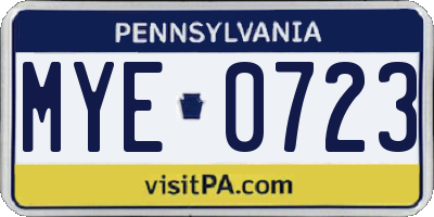PA license plate MYE0723