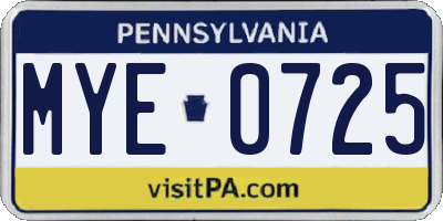 PA license plate MYE0725