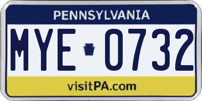 PA license plate MYE0732