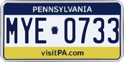 PA license plate MYE0733