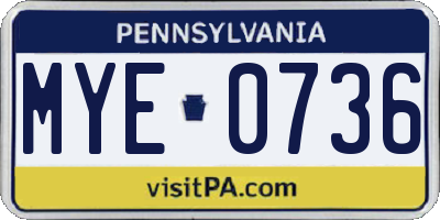 PA license plate MYE0736