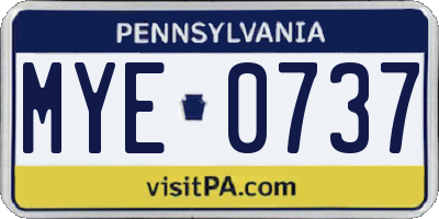 PA license plate MYE0737