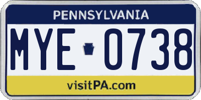 PA license plate MYE0738