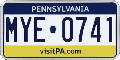 PA license plate MYE0741