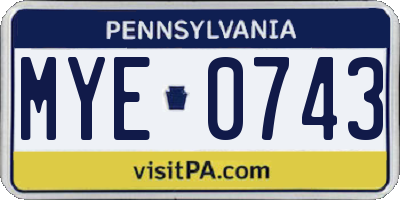 PA license plate MYE0743