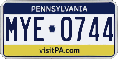 PA license plate MYE0744