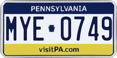 PA license plate MYE0749