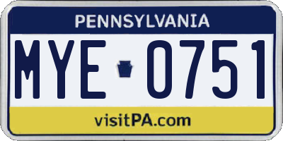 PA license plate MYE0751