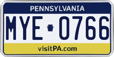 PA license plate MYE0766