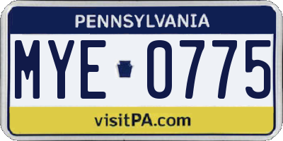 PA license plate MYE0775