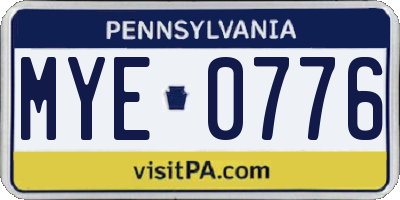 PA license plate MYE0776