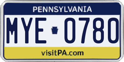 PA license plate MYE0780