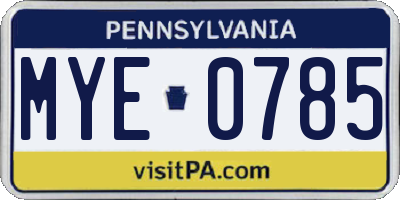 PA license plate MYE0785
