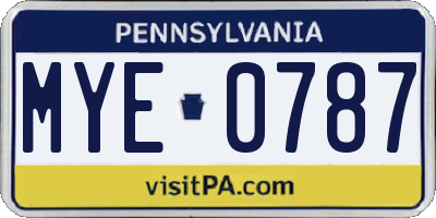PA license plate MYE0787