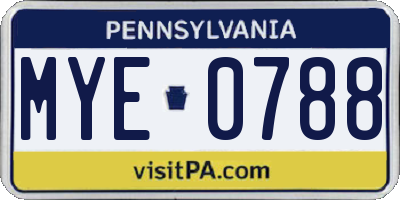 PA license plate MYE0788