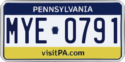 PA license plate MYE0791