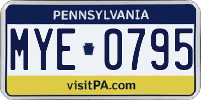 PA license plate MYE0795