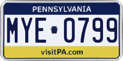 PA license plate MYE0799