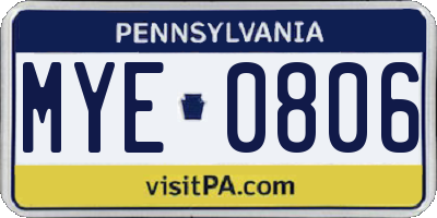 PA license plate MYE0806