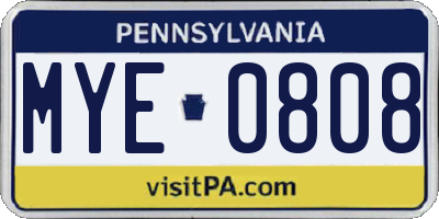 PA license plate MYE0808
