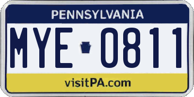 PA license plate MYE0811