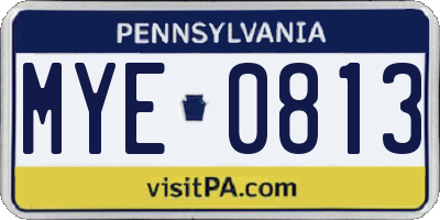 PA license plate MYE0813