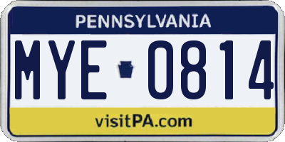 PA license plate MYE0814