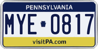 PA license plate MYE0817