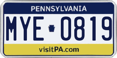 PA license plate MYE0819