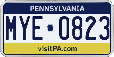 PA license plate MYE0823