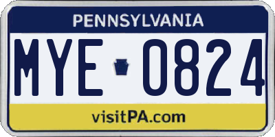 PA license plate MYE0824