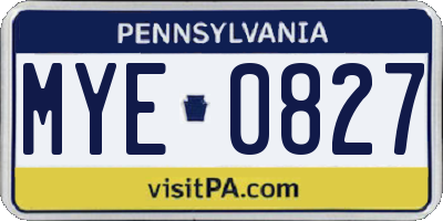 PA license plate MYE0827