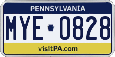 PA license plate MYE0828