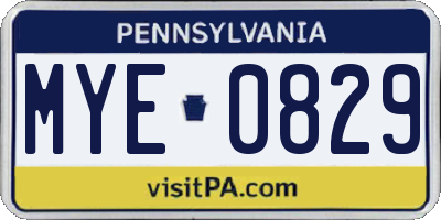 PA license plate MYE0829