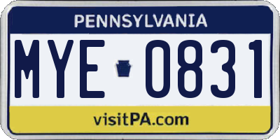 PA license plate MYE0831