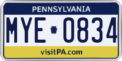 PA license plate MYE0834