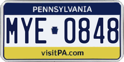 PA license plate MYE0848