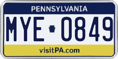 PA license plate MYE0849